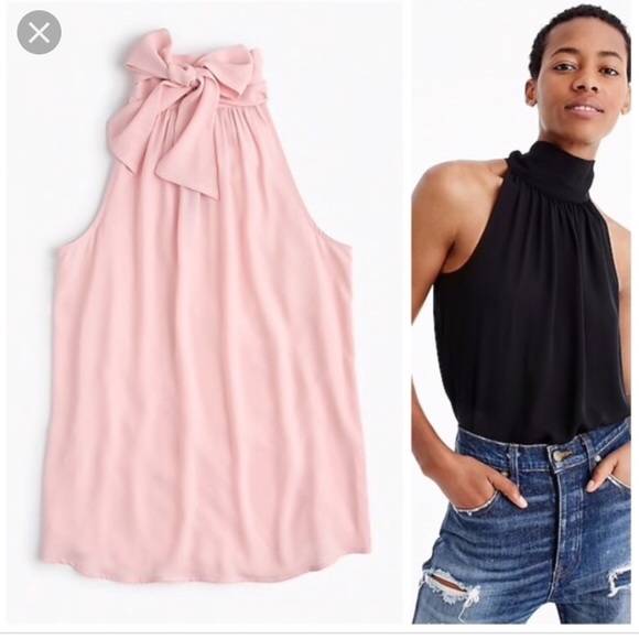 J Crew Pink Tie Neck Top